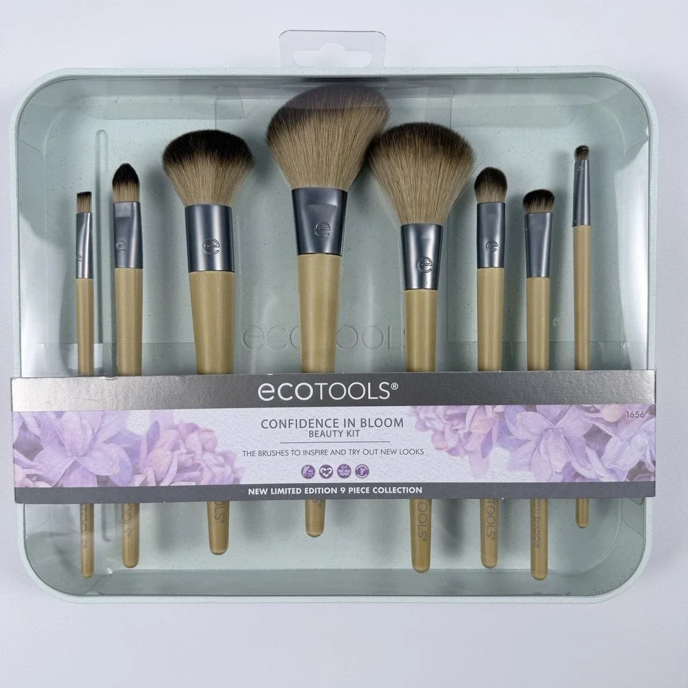EcoTools Confidence in Bloom Makeup Brushes Kit 9 Piece Beauty Tool Set New